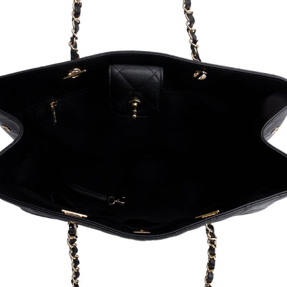 Chanel 2021 Black Caviar Quilted Classic Large Shopping Tote