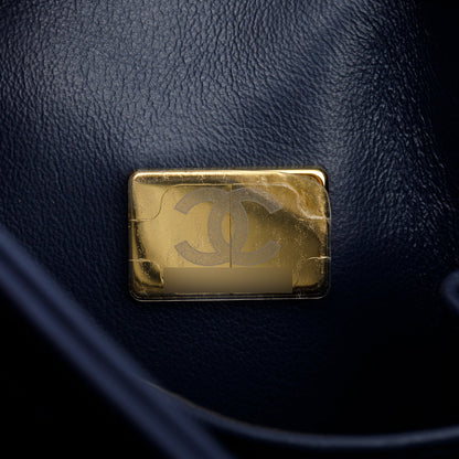 Chanel Navy Lambskin Quilted Small Trendy Top Handle Bag