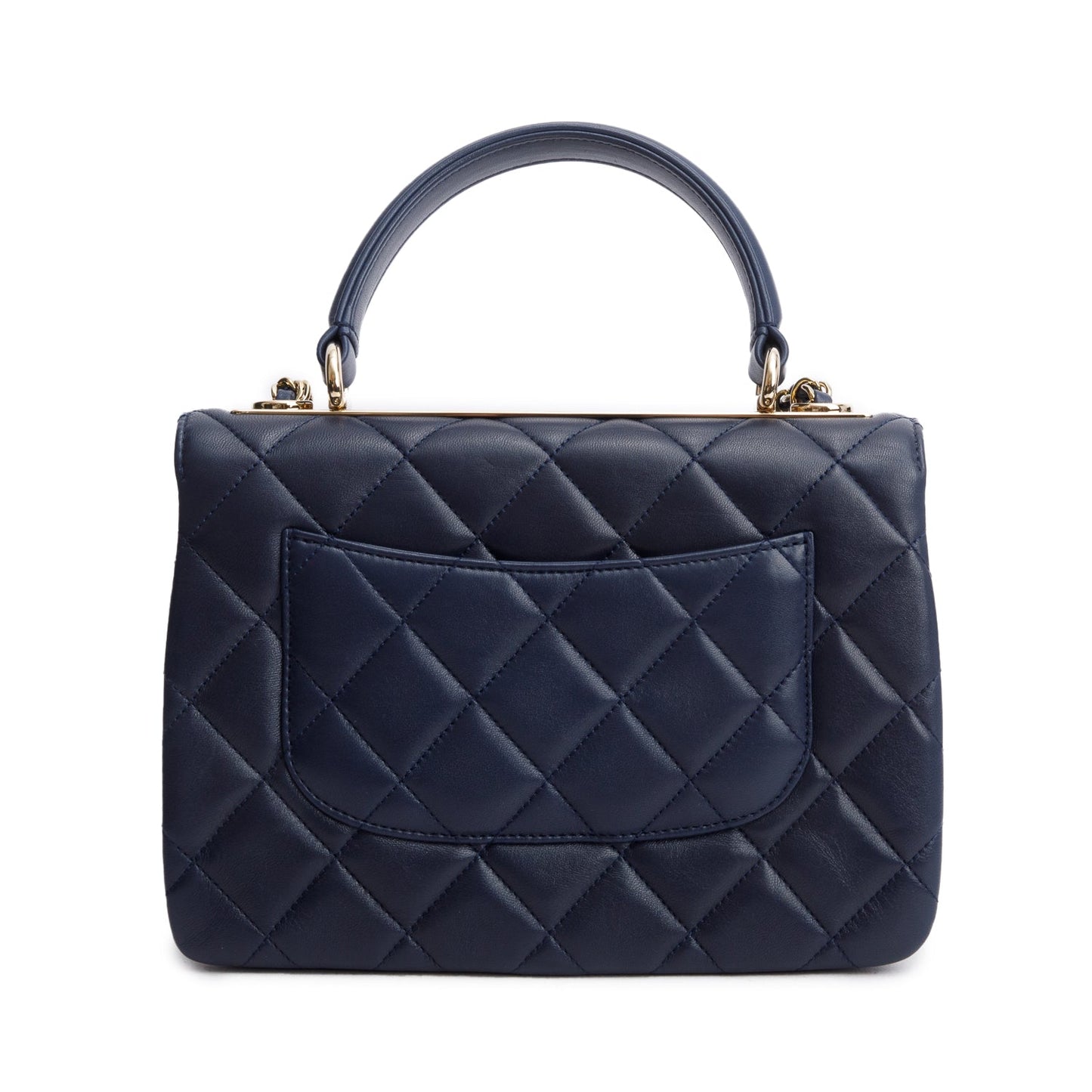 Chanel Navy Lambskin Quilted Small Trendy Top Handle Bag
