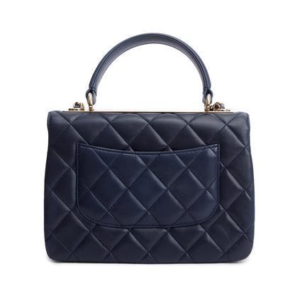 Chanel Navy Lambskin Quilted Small Trendy Top Handle Bag