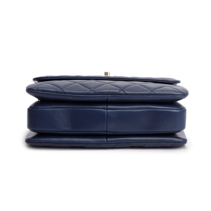 Chanel Navy Lambskin Quilted Small Trendy Top Handle Bag