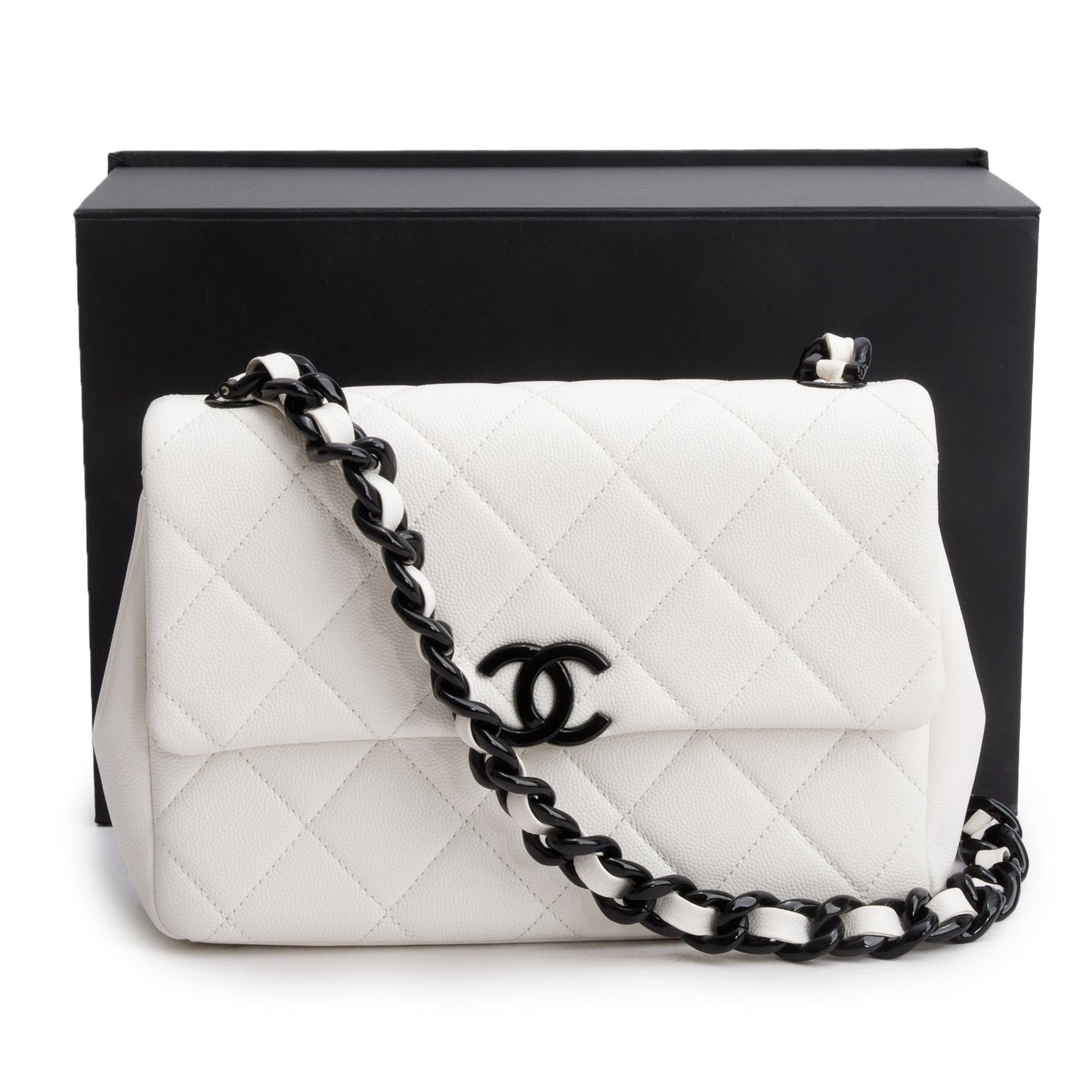 Chanel 2020 White Caviar Quilted My Everything Small Flap Bag