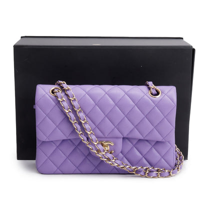 Chanel Purple Caviar Quilted Leather Small Double Flap Bag