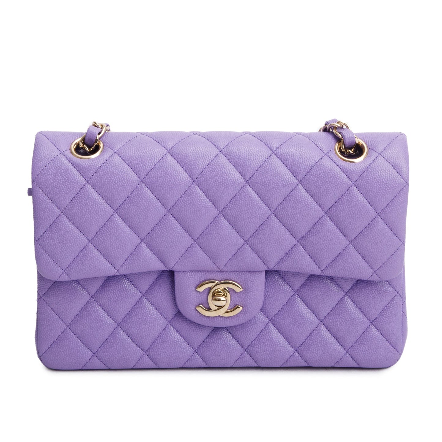 Chanel Purple Caviar Quilted Leather Small Double Flap Bag