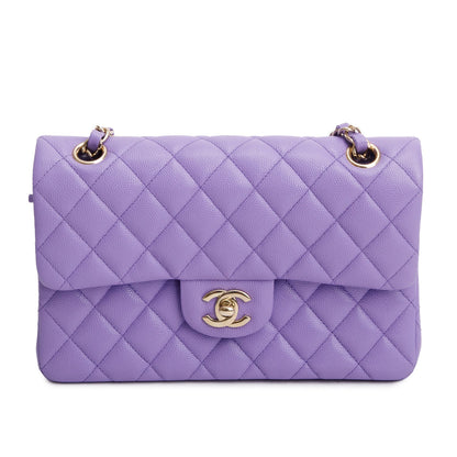Chanel Purple Caviar Quilted Leather Small Double Flap Bag