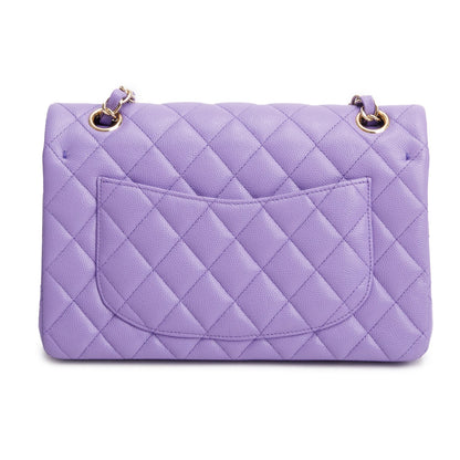 Chanel Purple Caviar Quilted Leather Small Double Flap Bag