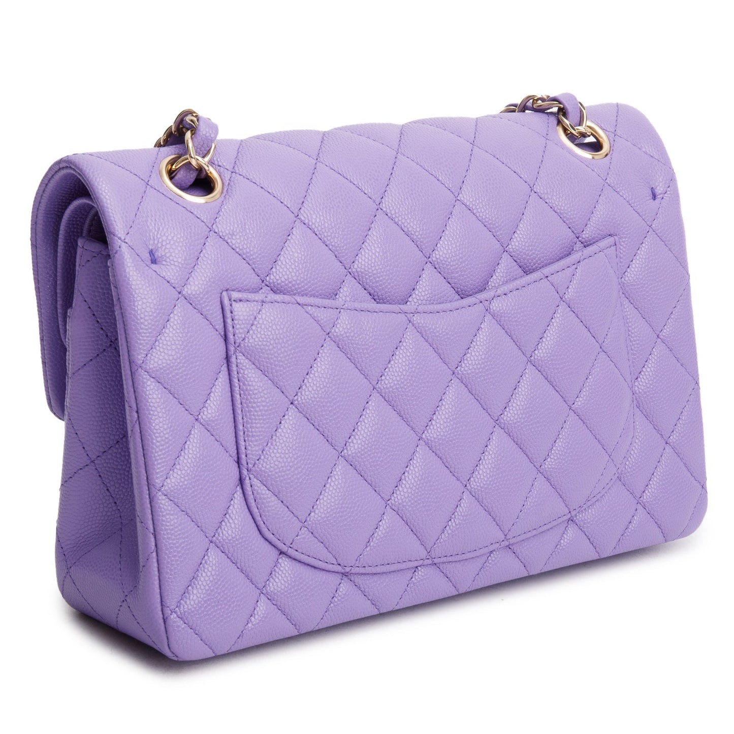 Chanel Purple Caviar Quilted Leather Small Double Flap Bag