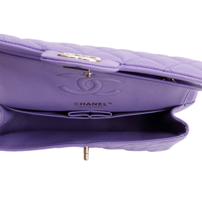 Chanel Purple Caviar Quilted Leather Small Double Flap Bag