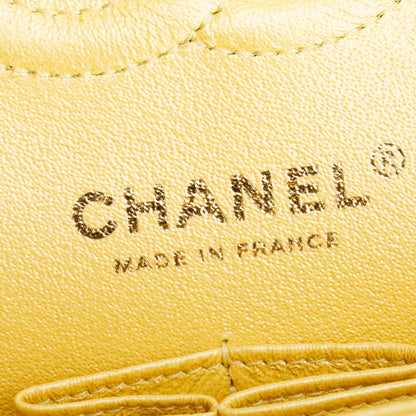Chanel Yellow Iridescent Caviar Quilted Leather Small Double Flap Bag