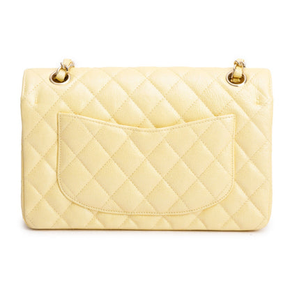 Chanel Yellow Iridescent Caviar Quilted Leather Small Double Flap Bag