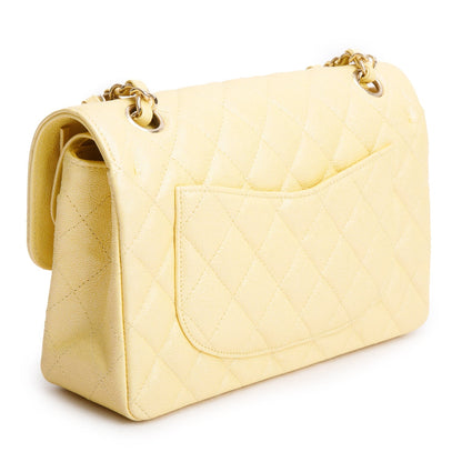Chanel Yellow Iridescent Caviar Quilted Leather Small Double Flap Bag