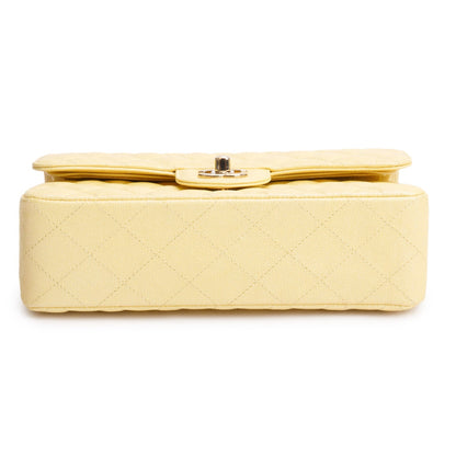 Chanel Yellow Iridescent Caviar Quilted Leather Small Double Flap Bag