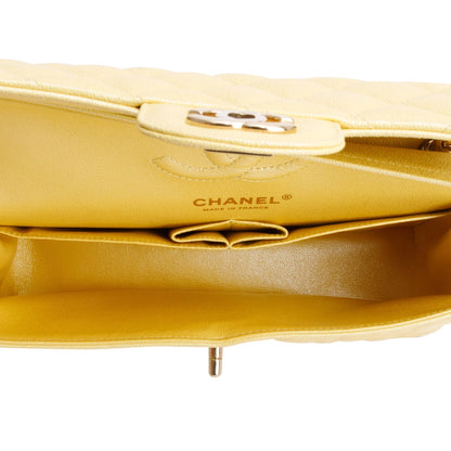 Chanel Yellow Iridescent Caviar Quilted Leather Small Double Flap Bag