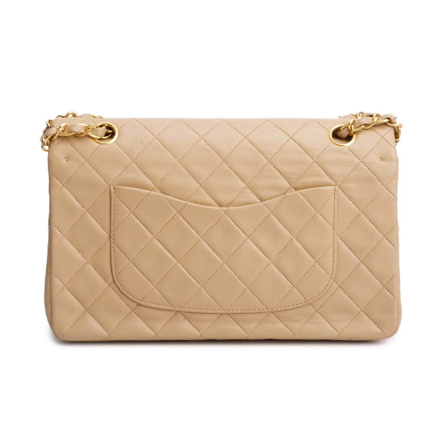 Chanel Vintage Beige Lambskin Quilted Medium Double Flap