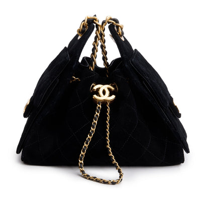 Chanel Black Suede Mini 25 Handbag