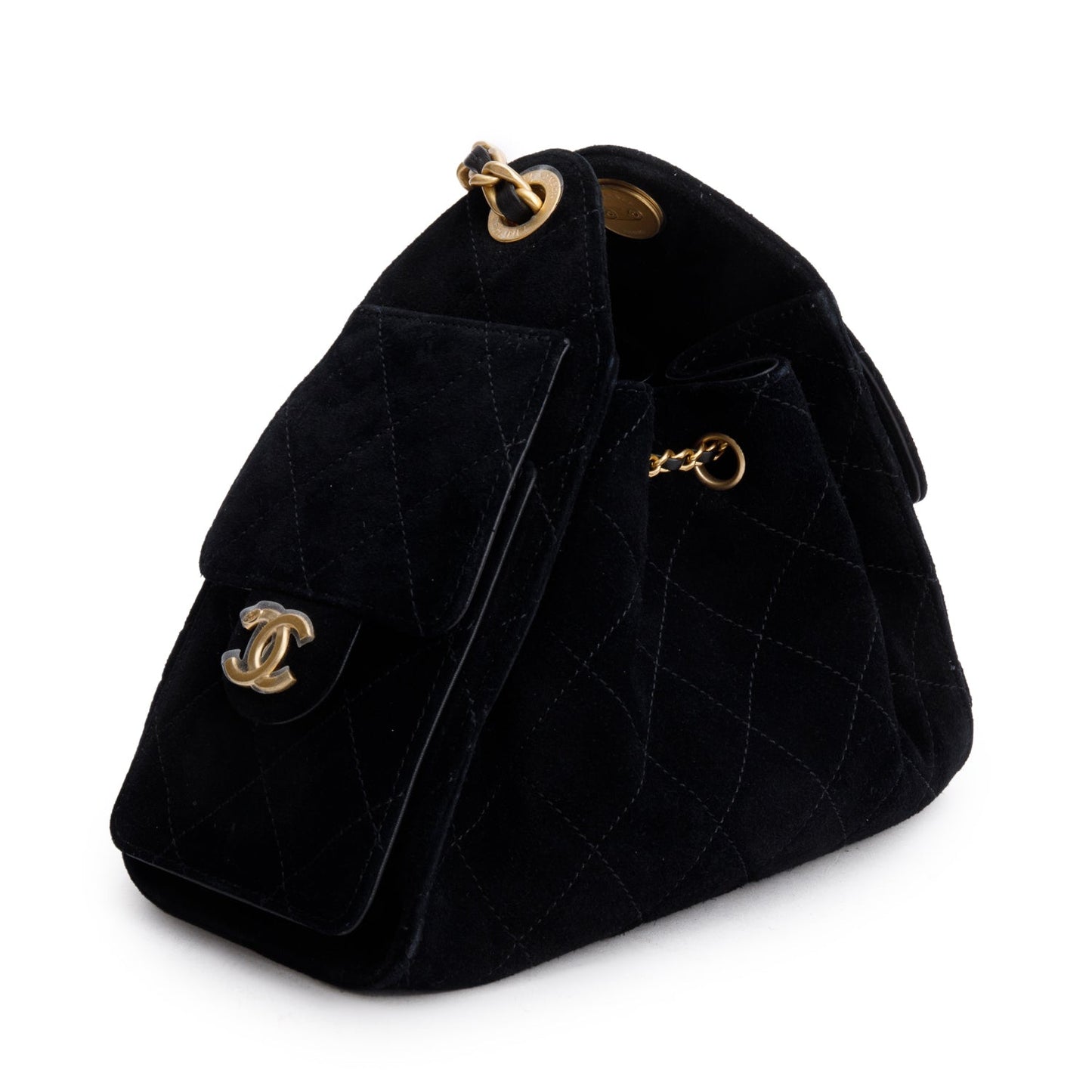 Chanel Black Suede Mini 25 Handbag
