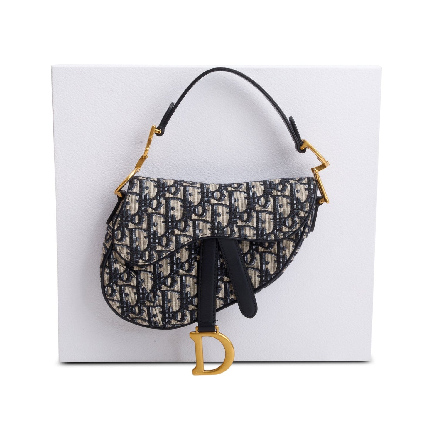 Christian Dior Blue Oblique Mini Saddle Bag