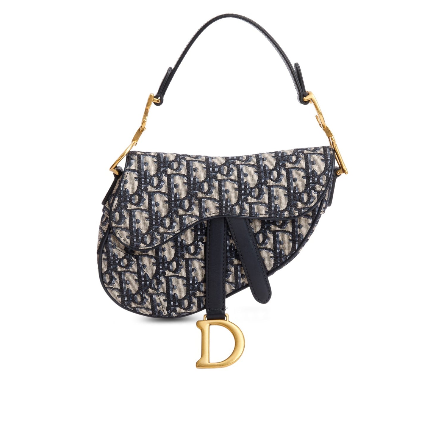 Christian Dior Blue Oblique Mini Saddle Bag