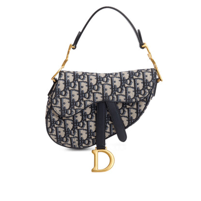 Christian Dior Blue Oblique Mini Saddle Bag