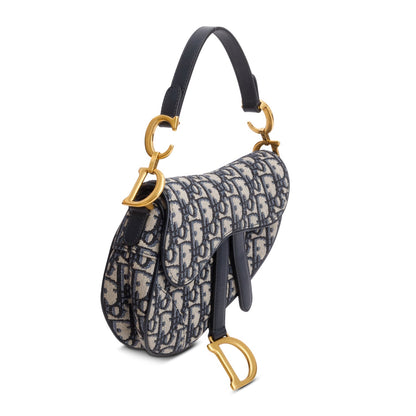Christian Dior Blue Oblique Mini Saddle Bag