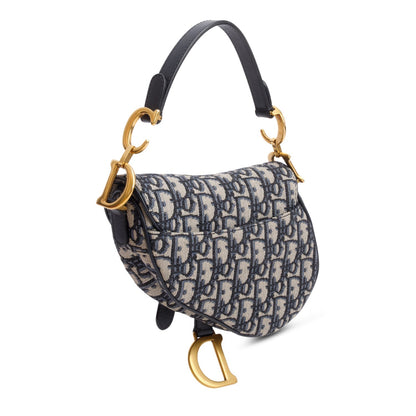 Christian Dior Blue Oblique Mini Saddle Bag