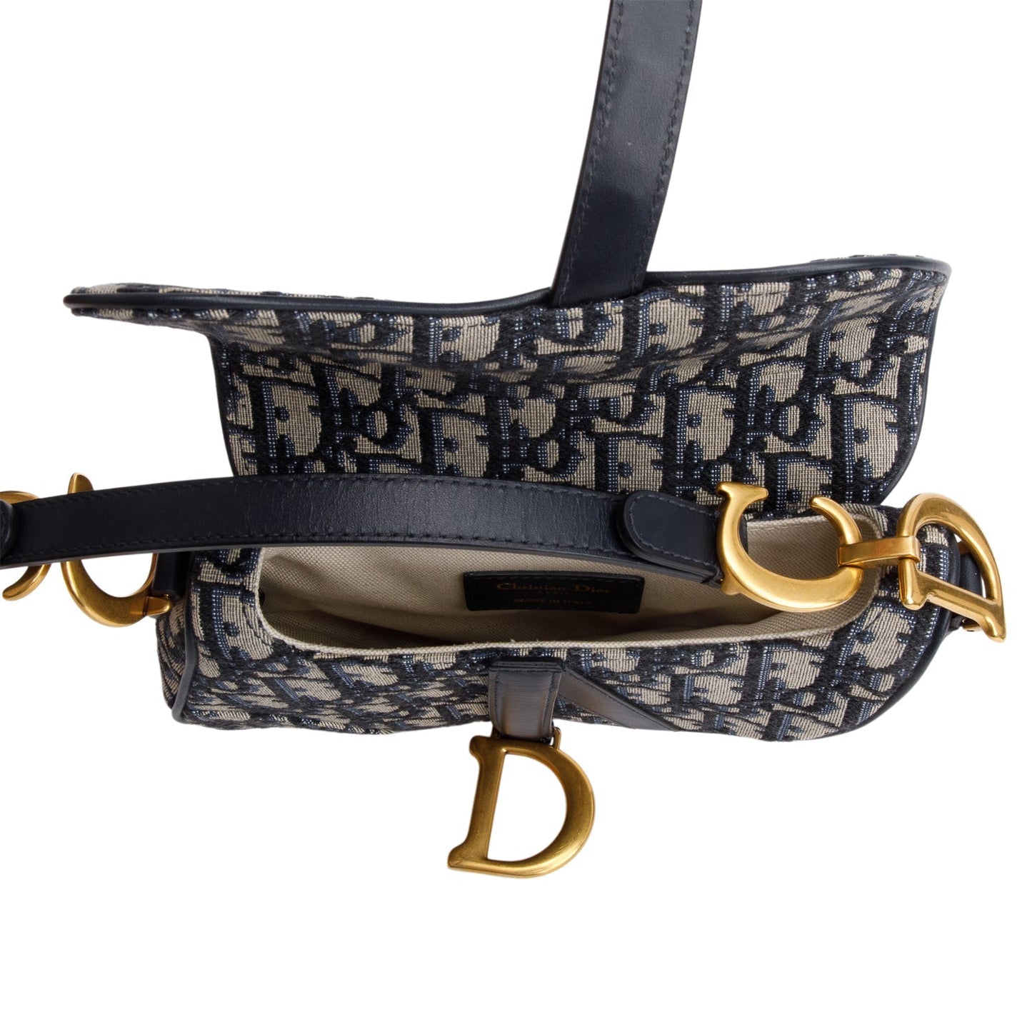 Christian Dior Blue Oblique Mini Saddle Bag