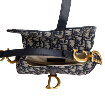 Christian Dior Blue Oblique Mini Saddle Bag