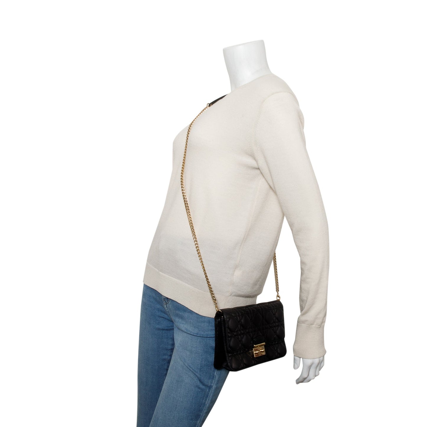 Christian Dior Black Lambskin Cannage Miss Dior Promenade Pouch