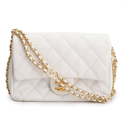 Chanel White Caviar Quilted Leather Mini CC You Flap Bag