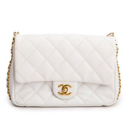 Chanel White Caviar Quilted Leather Mini CC You Flap Bag