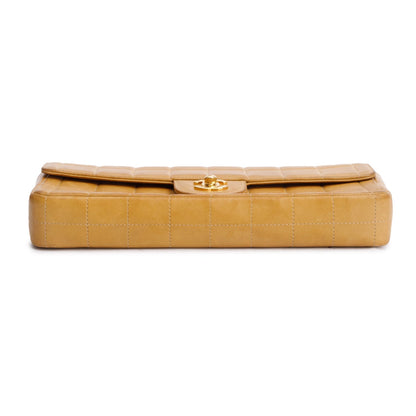Chanel Tan Lambskin Quilted East West Chocolate Bar Flap Bag