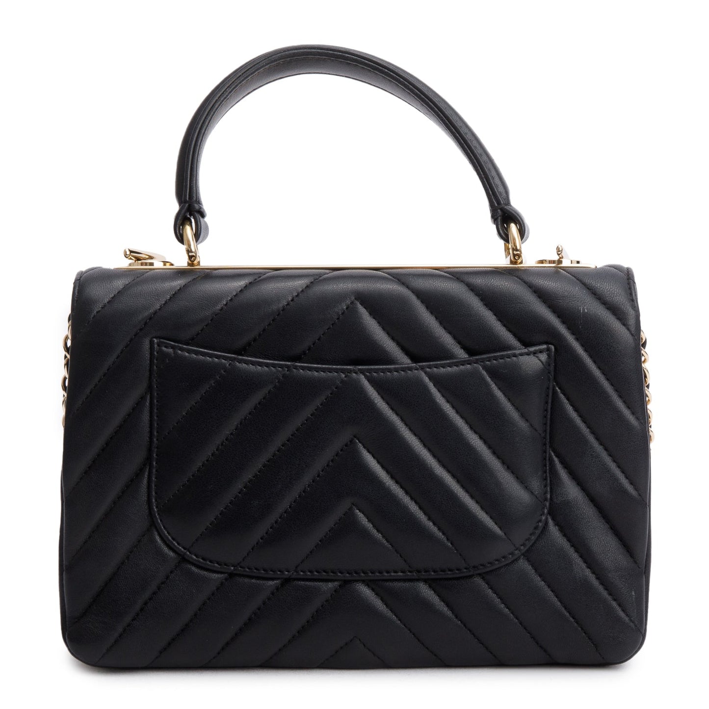 Chanel Black Chevron Lambskin Trendy CC Small Top Handle Flap Bag