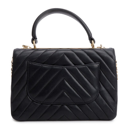 Chanel Black Chevron Lambskin Trendy CC Small Top Handle Flap Bag