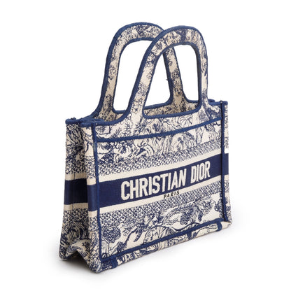 Christian Dior 2020 Blue Canvas Embroidered Mini Toile De Jouy Book Tote