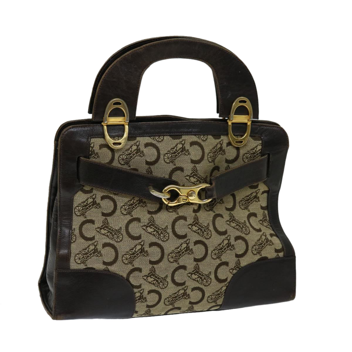 Luxury CELINE C Macadam Canvas Hand Bag Beige  69570