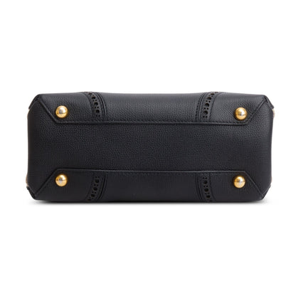 Burberry Black Grainy Calfskin Perforated House Check Small Brogue Banner Tote