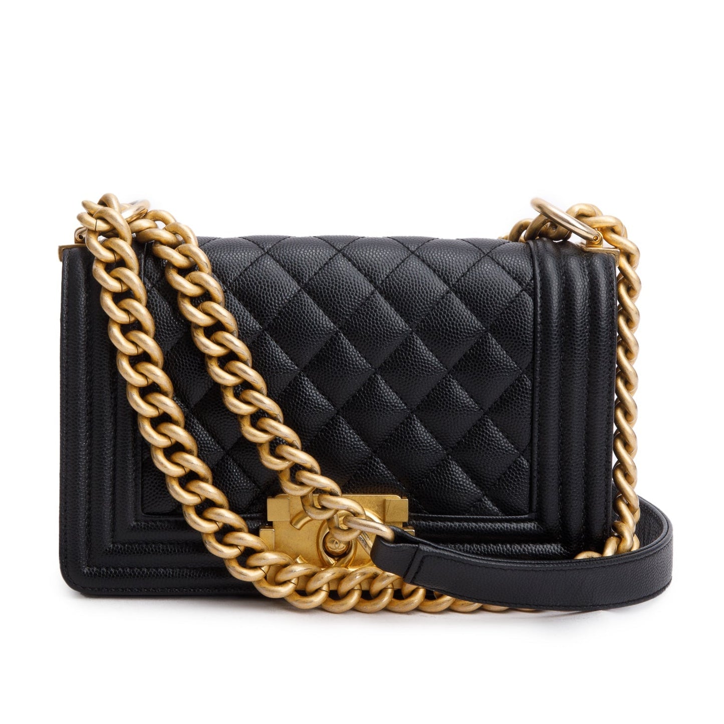 Chanel 2024 Black Caviar Leather Small Boy Bag