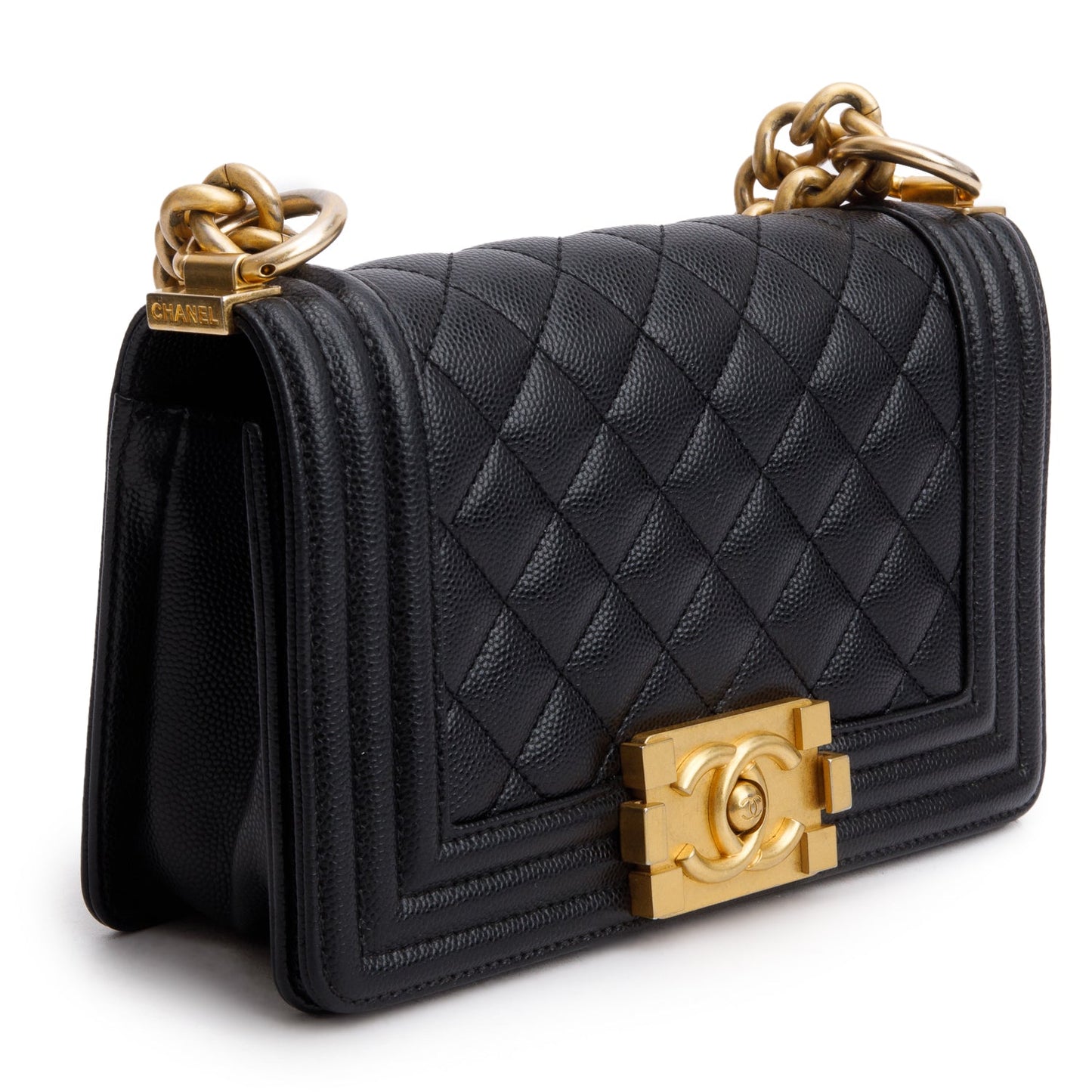 Chanel 2024 Black Caviar Leather Small Boy Bag