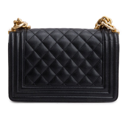 Chanel 2024 Black Caviar Leather Small Boy Bag