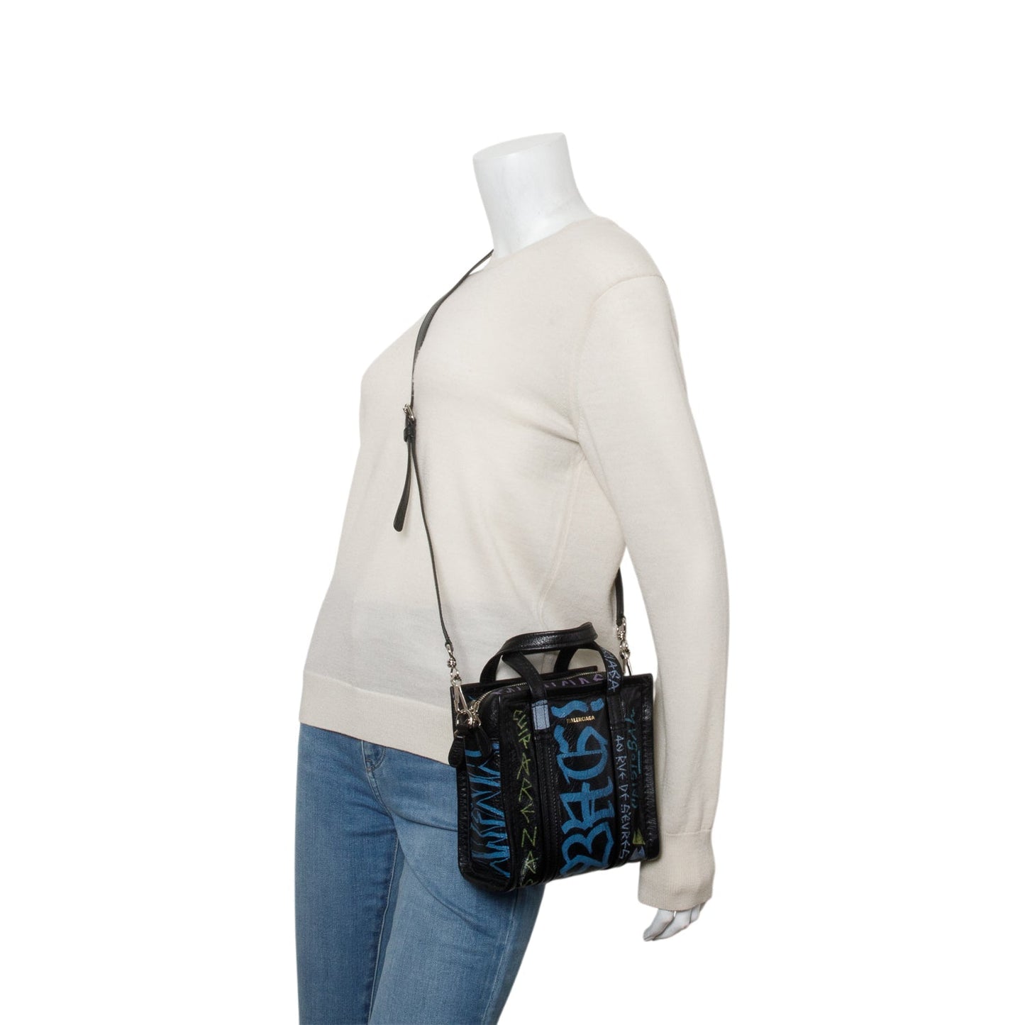 Balenciaga Agneau Leather Graffiti All Over XS Shopper Tote