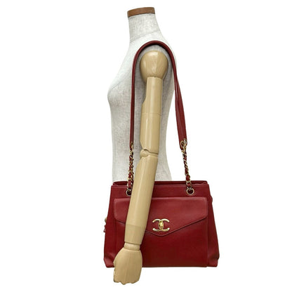 CHANEL Tote Bag Matt caviar skin Red