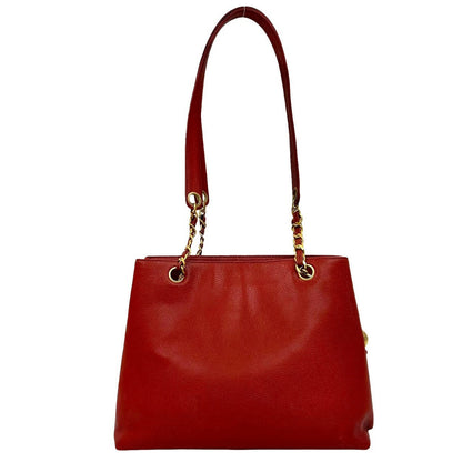 CHANEL Tote Bag Matt caviar skin Red