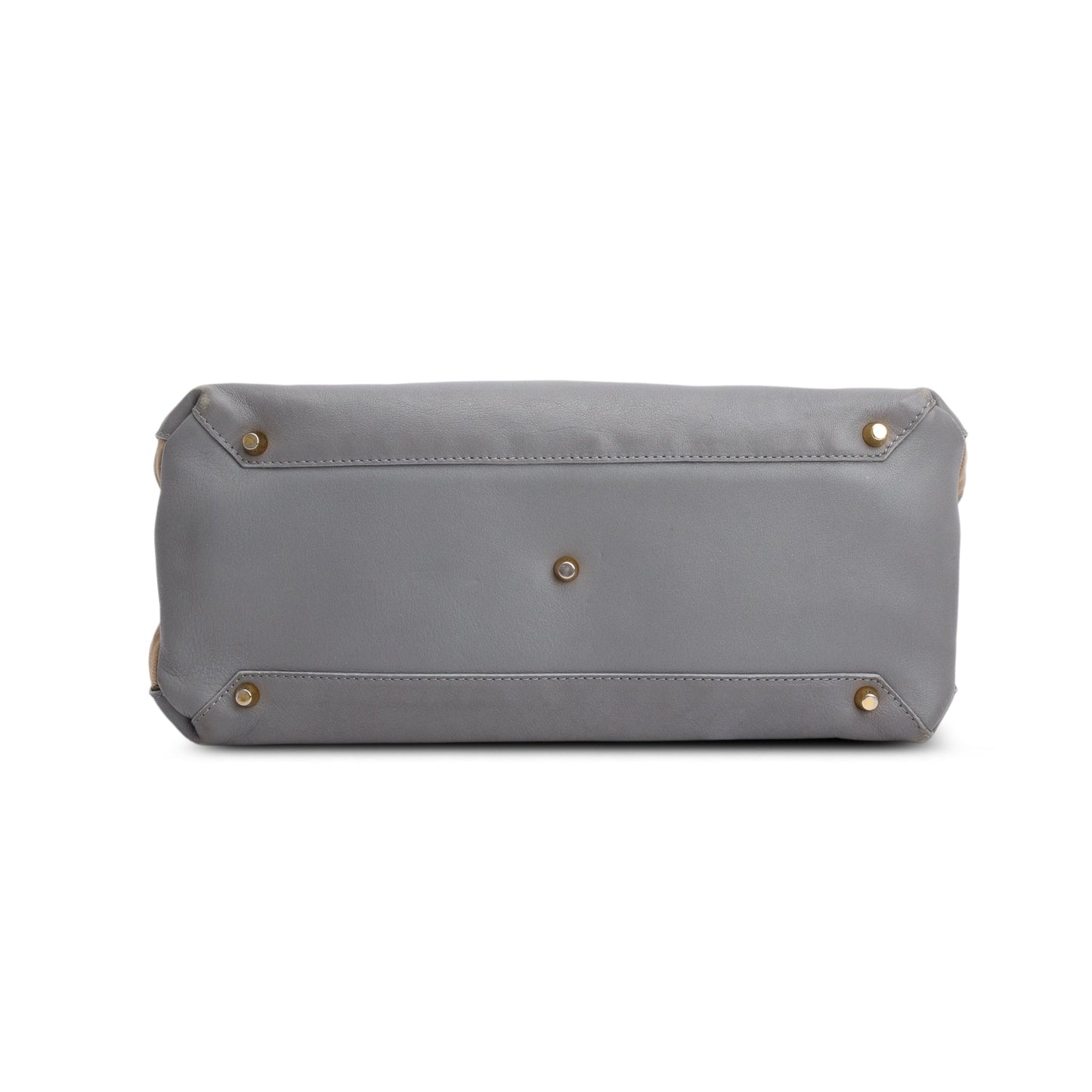 Burberry Grey Calfskin Leather House Check Medium Banner Tote