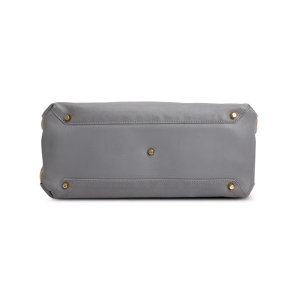 Burberry Grey Calfskin Leather House Check Medium Banner Tote