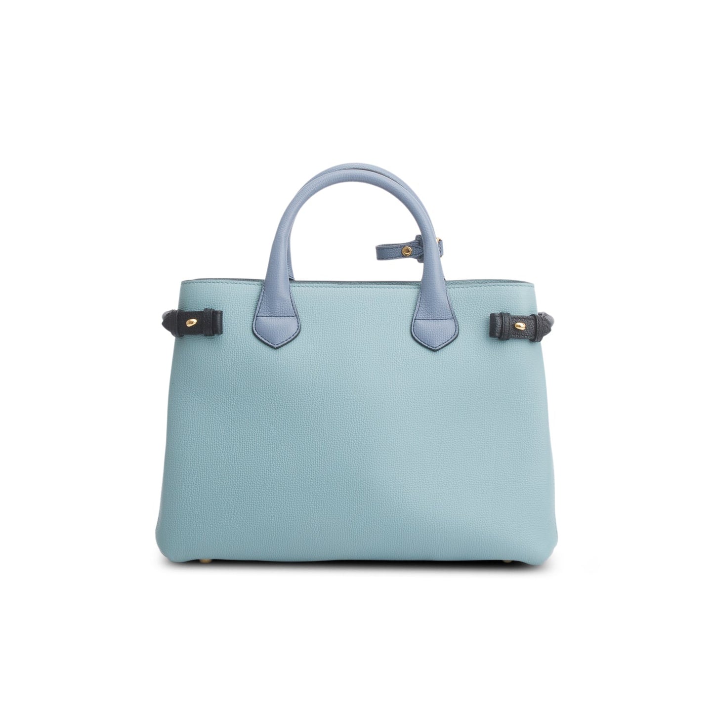 Burberry Teal Grainy Calfskin Leather House Check Medium Banner Tote
