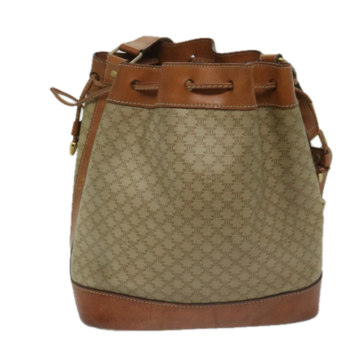 Luxury CELINE Macadam Canvas Shoulder Bag Beige  69628
