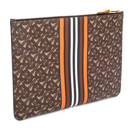 Burberry Brown/Orange Canvas TB Monogram Zip Pouch