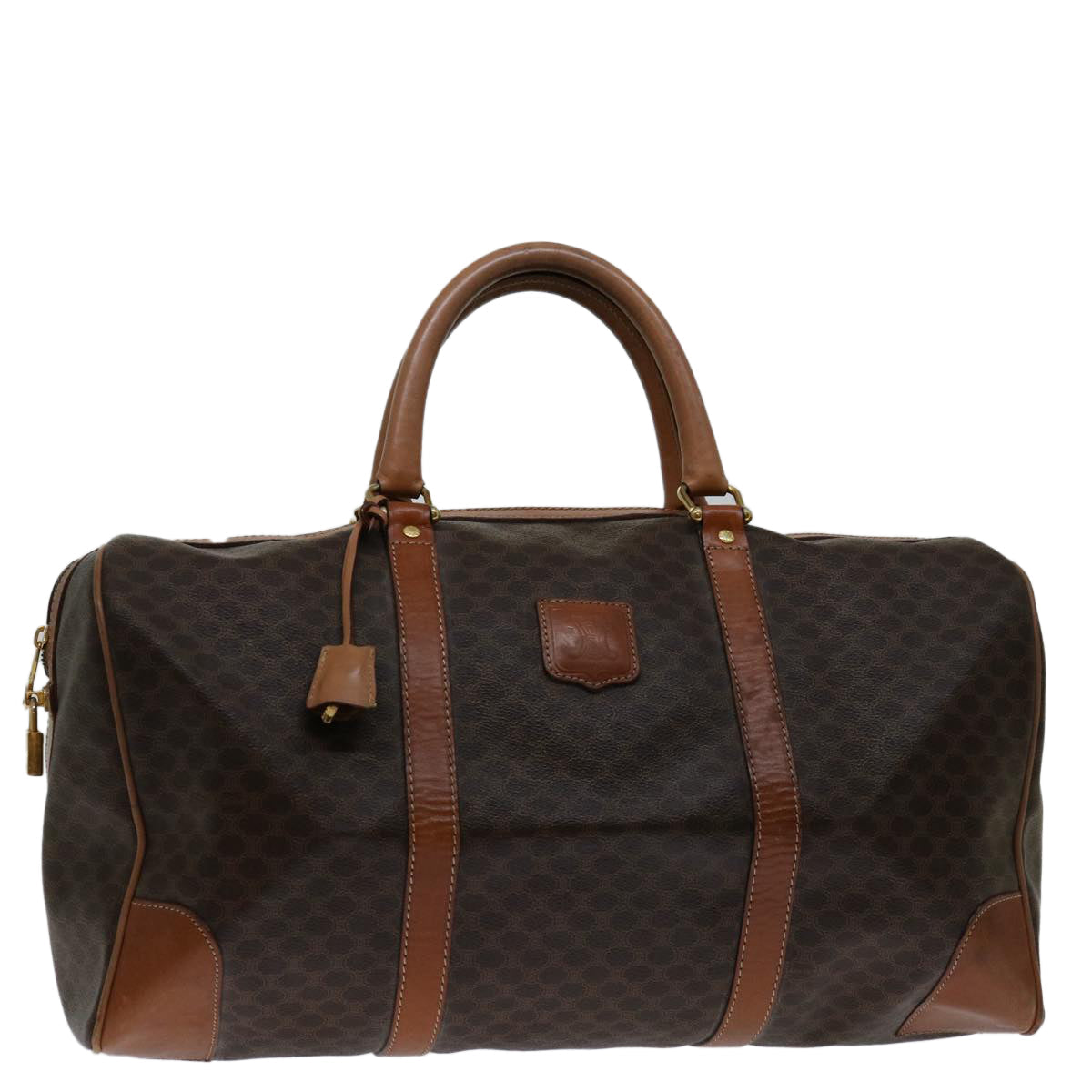 Luxury CELINE Macadam Canvas Boston Bag PVC Brown  69632