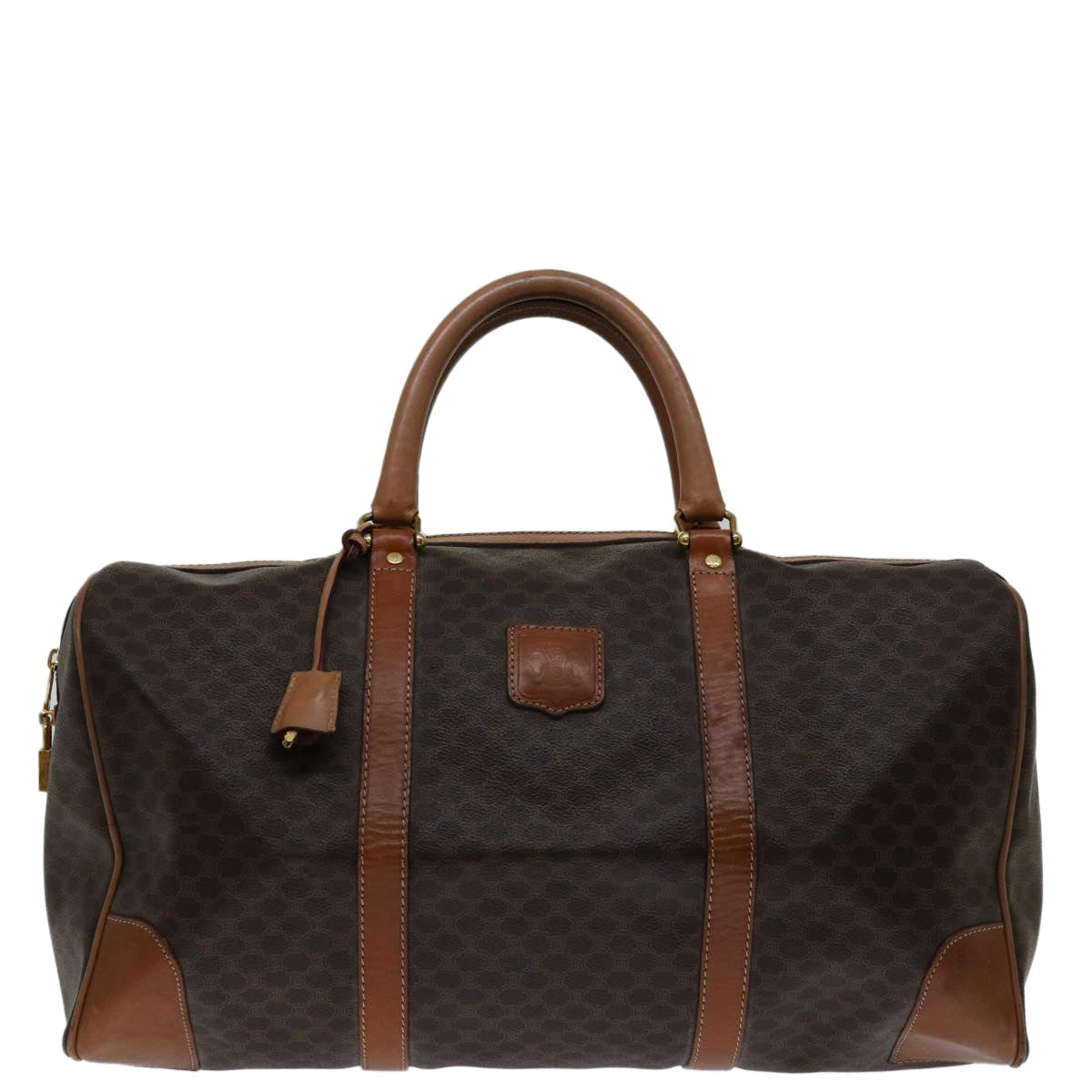 Luxury CELINE Macadam Canvas Boston Bag PVC Brown  69632