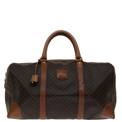 Luxury CELINE Macadam Canvas Boston Bag PVC Brown  69632